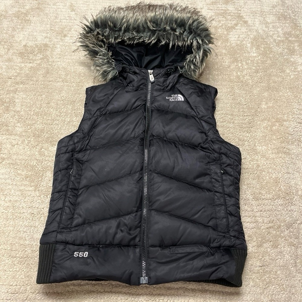 The North Face 550 Down Vest Fur Hood Women's Black size small